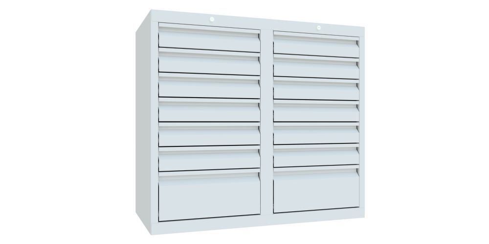 Produktbild PAVOY Schubladenschrank Kugellagerführung 900x1000x500 mm Blende RAL 7035