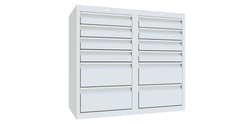 Produktbild PAVOY Schubladenschrank Kugellagerführung 900x1000x500 mm, Blende RAL 7