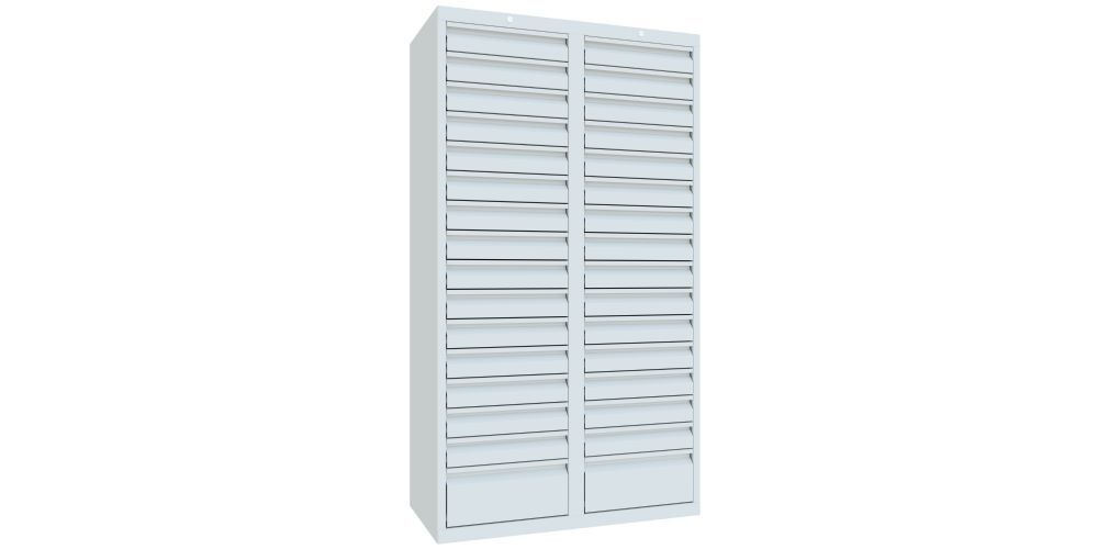 Produktbild PAVOY Schubladenschrank Kugellagerführung 1800x1000x500 mm 30x100, 2x200 RAL 7035