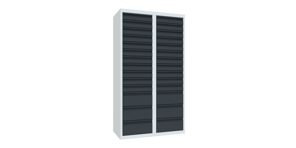 Produktbild PAVOY Schubladenschrank Kugellagerführung 1800x1000x500 mm 22x100 6x200 RAL 7035/7