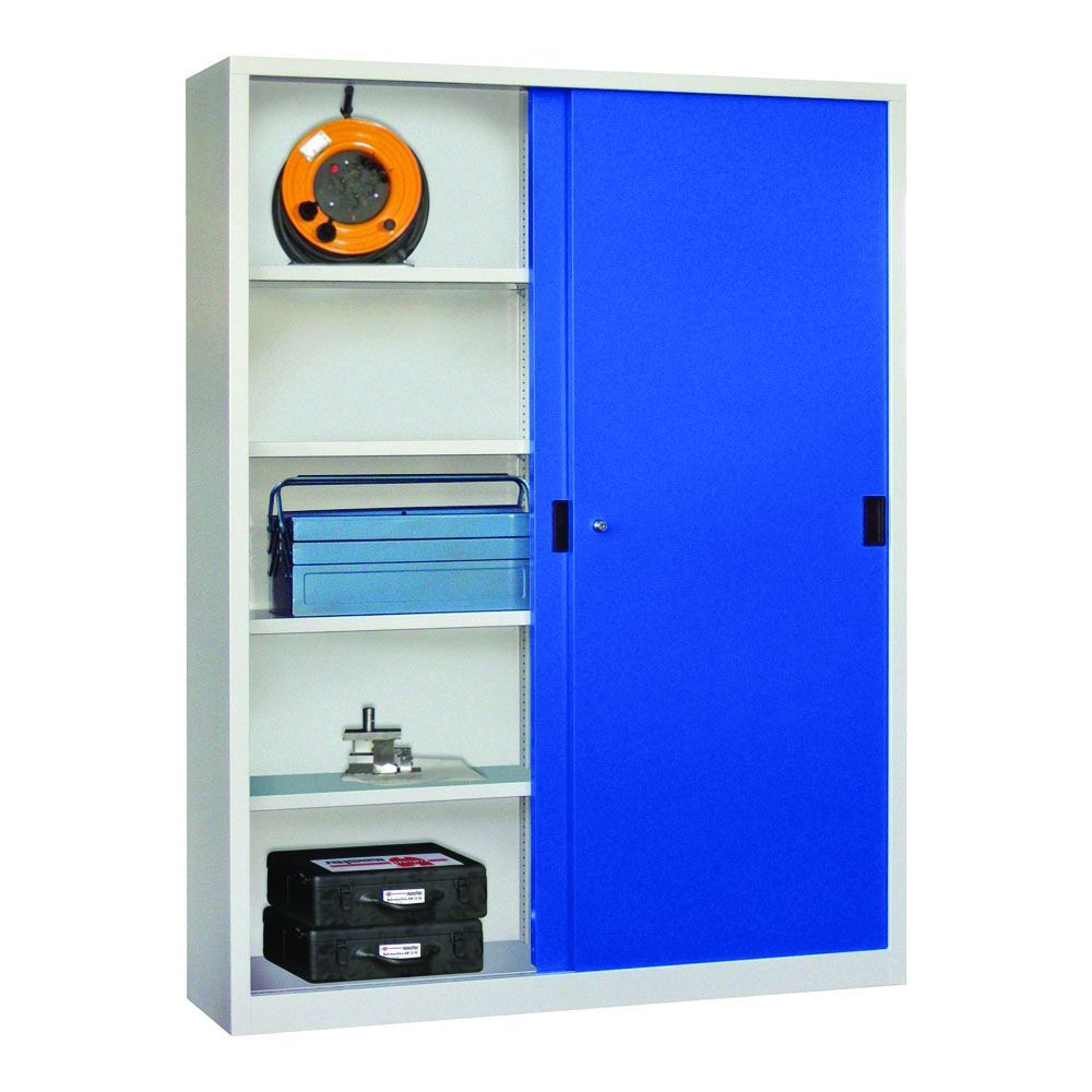 Produktbild PAVOY Schwerlastschiebetürenschrank 1950x1500x400 Traglast 1000 kg RAL 7035/5010