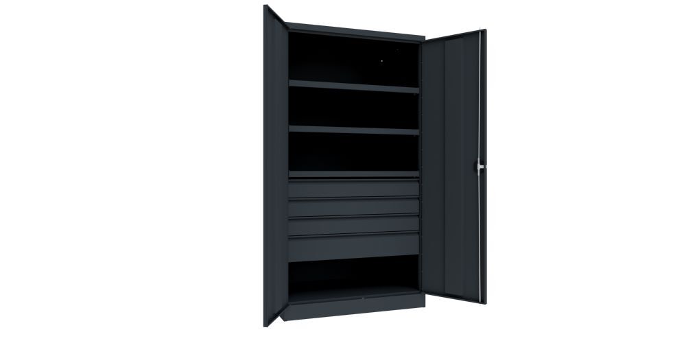 Produktbild Schwerlastschrank, 3 Fachböden a 120 kg, 4 Schubladen, Ral 7016 bild 2