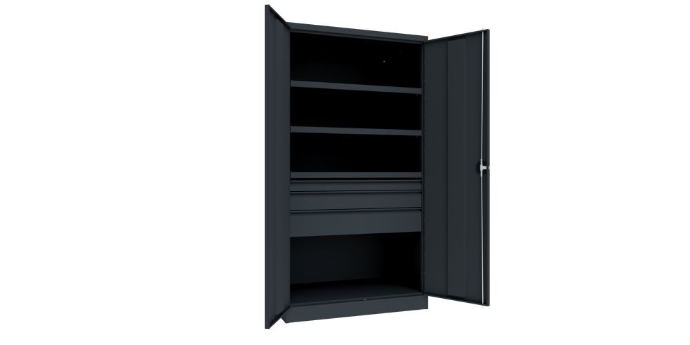 Produktbild Schwerlastschrank, 3 Fachböden a 200 kg, 3 Schubladen, RAL 7016 bild 2
