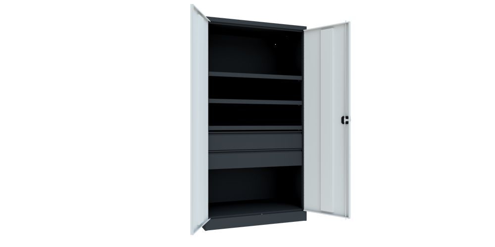 Produktbild Schwerlastschrank, 3 Fachböden a 200 kg, 2 Schubladen, RAL 7016/7035 bild 2