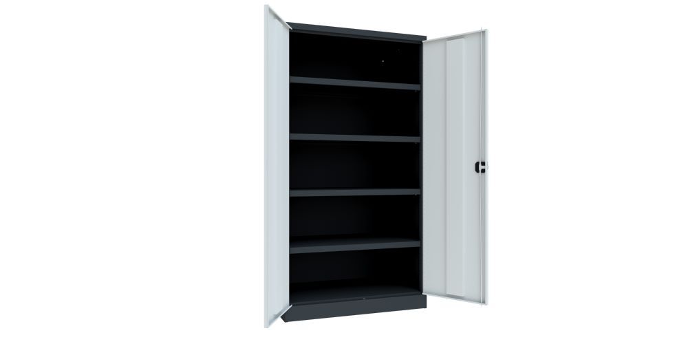 Produktbild Schwerlastschrank 1950x1040x630, 4 Fachböden a 120 kg Traglast, RAL 7016/7035 bild 2