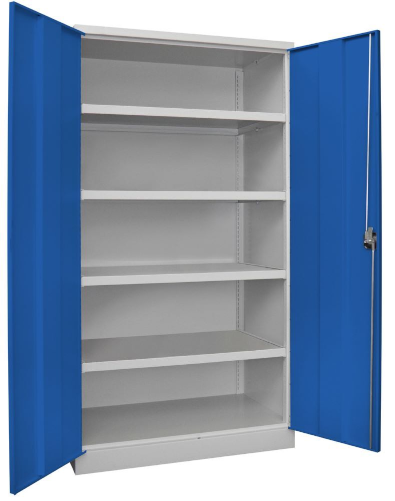 Produktbild Schwerlastschrank 1950x1040x630, 4 Fachböden a 120 kg Traglast, RAL 7035/5010 bild 2