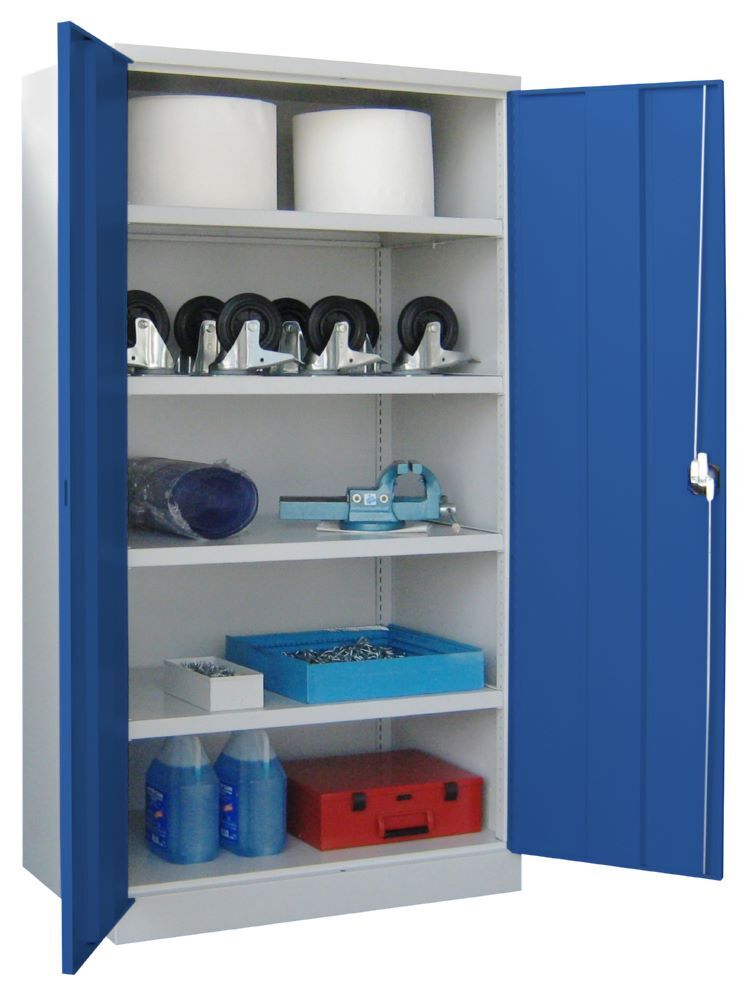 Produktbild Schwerlastschrank 1950x1040x630, 4 Fachböden a 120 kg Traglast, RAL 7035/5010 bild 3