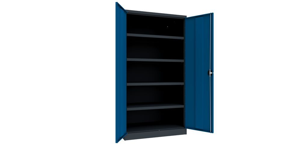 Produktbild Schwerlastschrank 1950x1040x630, 4 Fachböden a 200 kg Traglast, RAL 7016/5010 bild 2