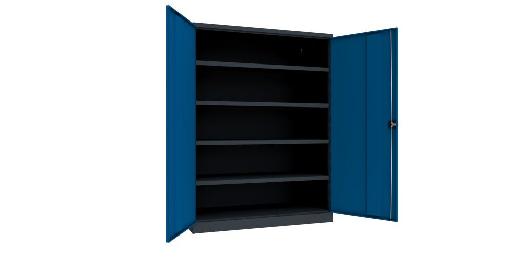 Produktbild Schwerlastschrank 1950x1470x630 Großraum, 4 Fachböden a 200 kg, RAL 7016/5010 bild 2