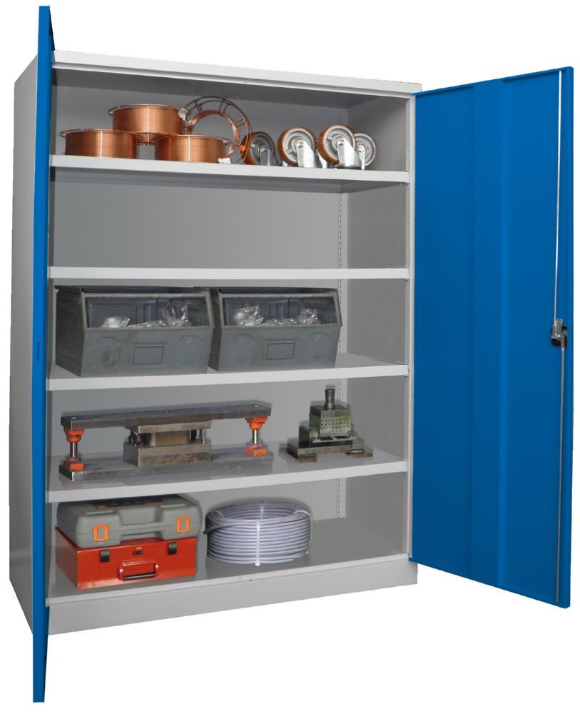 Produktbild Schwerlastschrank 1950x1470x630 Großraum, 4 Fachböden a 200 kg, RAL 7035/5010 bild 3