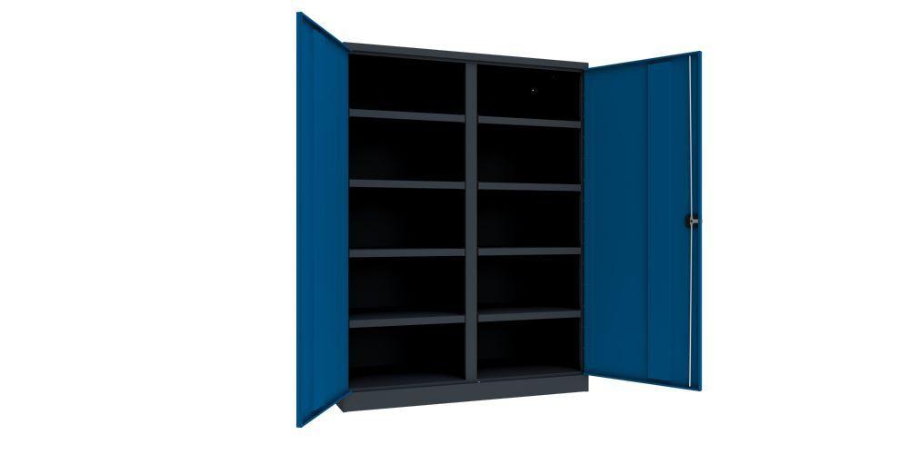Produktbild Schwerlastschrank 1950x1470x630, Trennwand, 8 Fachböden a 120 kg, RAL 7016/5010 bild 2