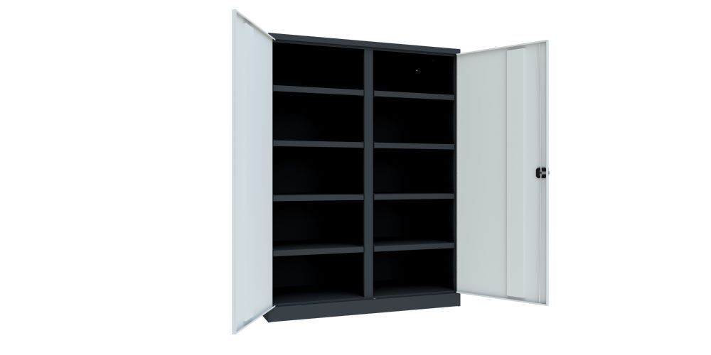 Produktbild Schwerlastschrank 1950x1470x630, Trennwand, 8 Fachböden a 120 kg, RAL 7016/7035 bild 2