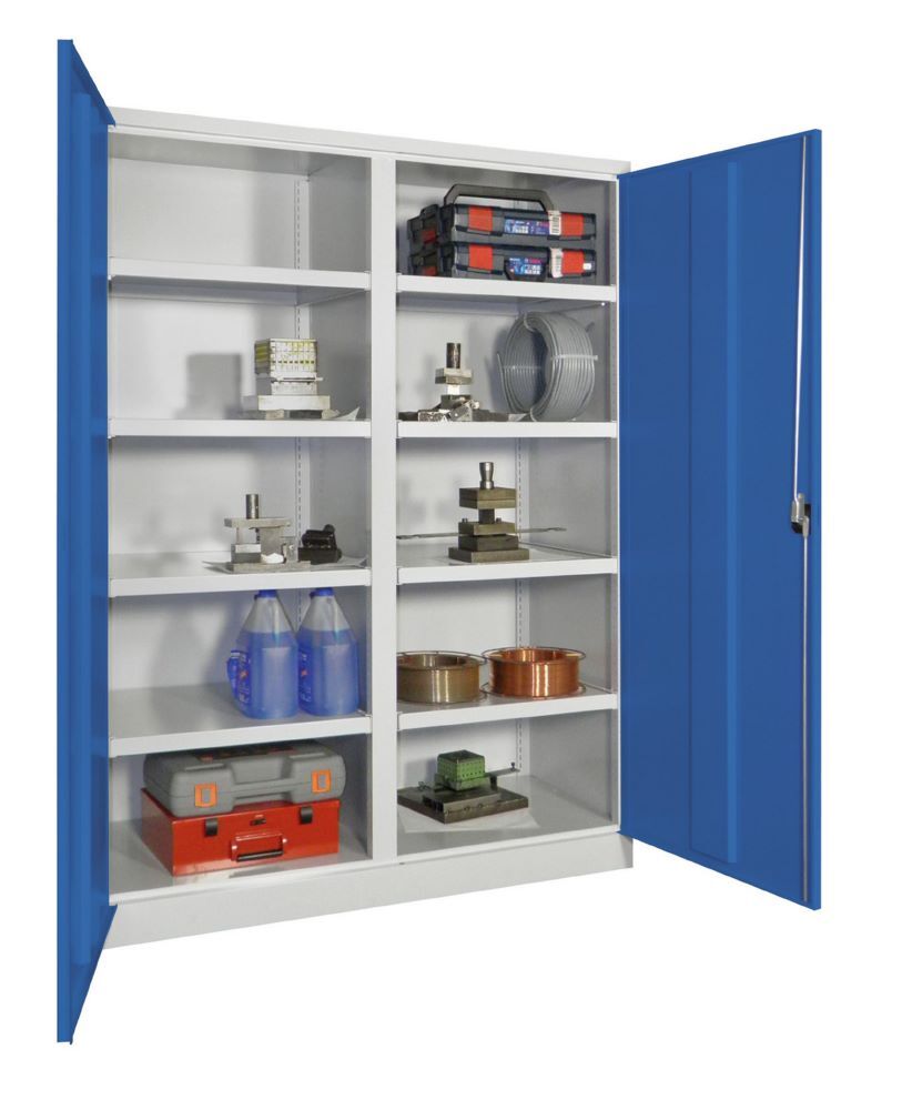 Produktbild Schwerlastschrank 1950x1470x630, Trennwand, 8 Fachböden a 120 kg, RAL 7035/5010 bild 3