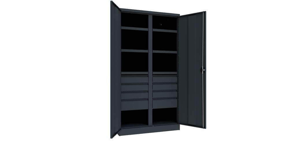 Produktbild Schwerlastschrank, Trennwand, 6 Fachböden a 120 kg, 8 Schubladen, RAL 7016 bild 2