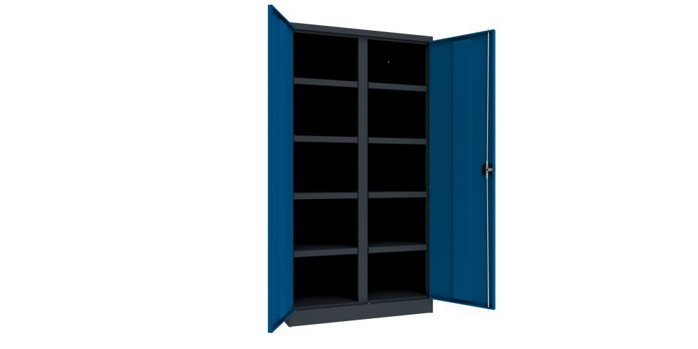 Produktbild Schwerlastschrank, Trennwand, 8 Fachböden a 120 kg Traglast, RAL 7016/5010 bild 2