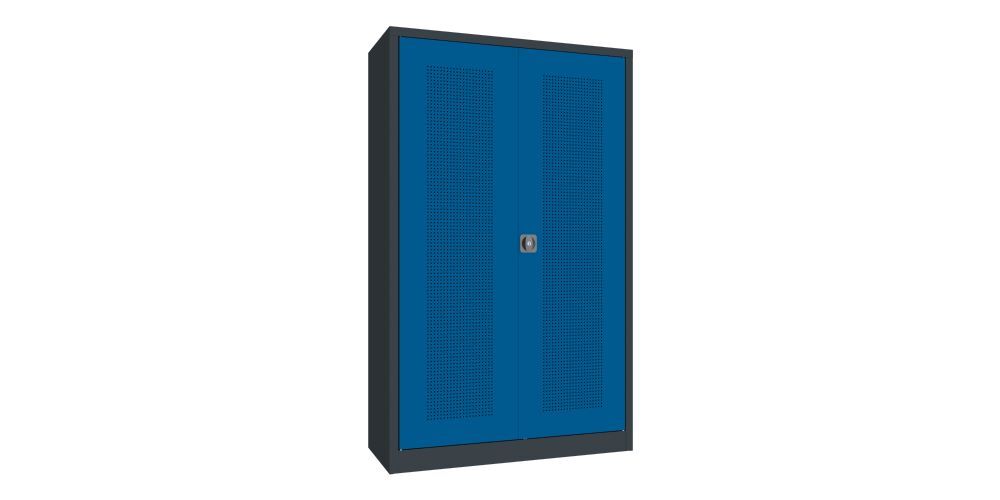 Produktbild Sportgeräte-Modulschrank Bestückung 3, Lochfeldtüren, RAL 7016/5010 bild 2