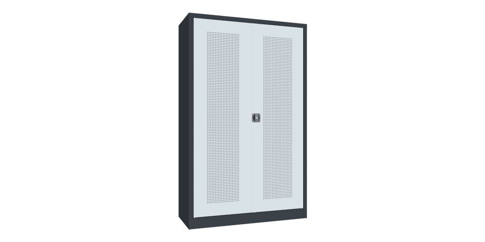 Produktbild Sportgeräte-Modulschrank Bestückung 3, Lochfeldtüren, RAL 7016/7035 bild 2