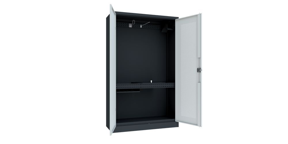 Produktbild PAVOY Sportgeräte Modulschrank Bestückung 3 Lochfeldtüren RAL 7016/7035