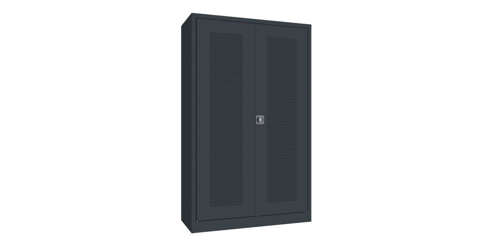 Produktbild Sportgeräte-Modulschrank Bestückung 3, Lochfeldtüren, RAL 7016 bild 2
