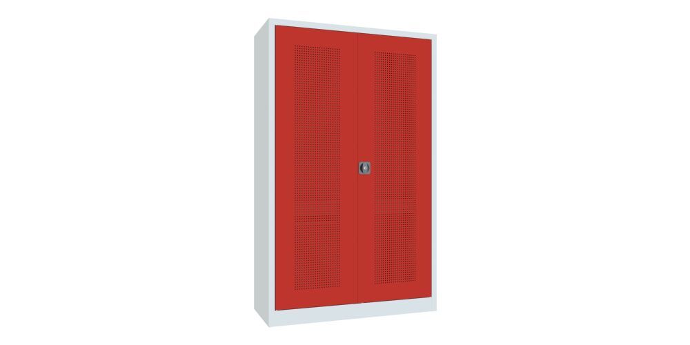 Produktbild Sportgeräte-Modulschrank Bestückung 3, Lochfeldtüren, RAL 7035/3000 bild 2