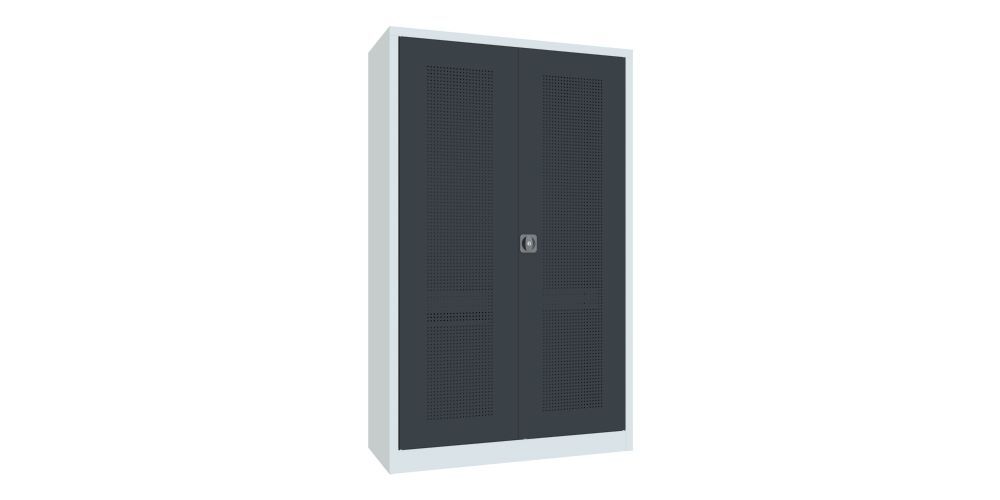 Produktbild Sportgeräte-Modulschrank Bestückung 3, Lochfeldtüren, RAL 7035/7016 bild 2