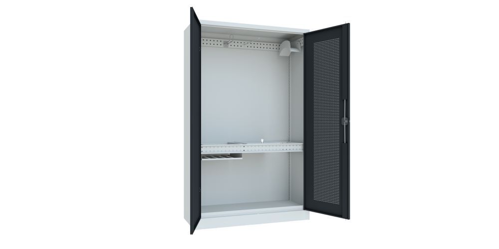 Produktbild PAVOY Sportgeräte Modulschrank Bestückung 3 Lochfeldtüren RAL 7035/7016