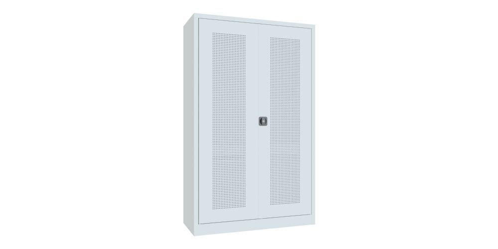 Produktbild Sportgeräte-Modulschrank Bestückung 3, Lochfeldtüren, RAL 7035 bild 2