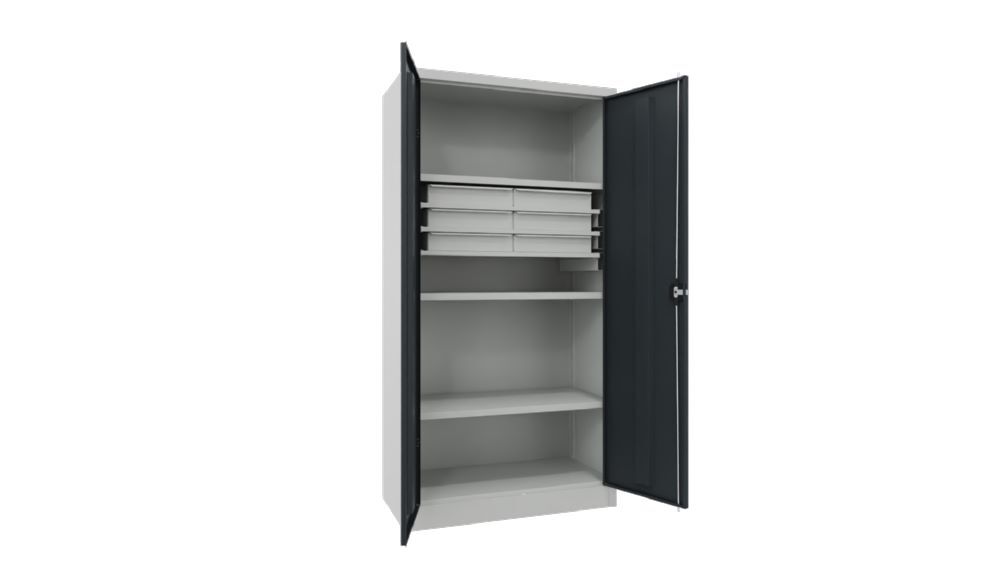 Produktbild PAVOY Werkzeugschrank 1950x1000x500 mm Böden gepulvert 6 Schubladen RAL 7035/7016