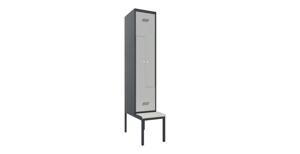 Produktbild PAVOY Z-Garderobenschrank mit Sitzbank 2150x400x500/800 mm 1 Abteil RAL 7016/7035