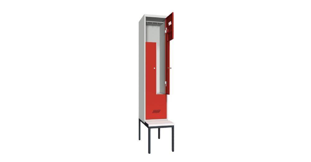 Produktbild Z-Garderobenschrank mit Sitzbank, 2150x400x500/800 mm, 1 Abteil, RAL 7035/3000 bild 3