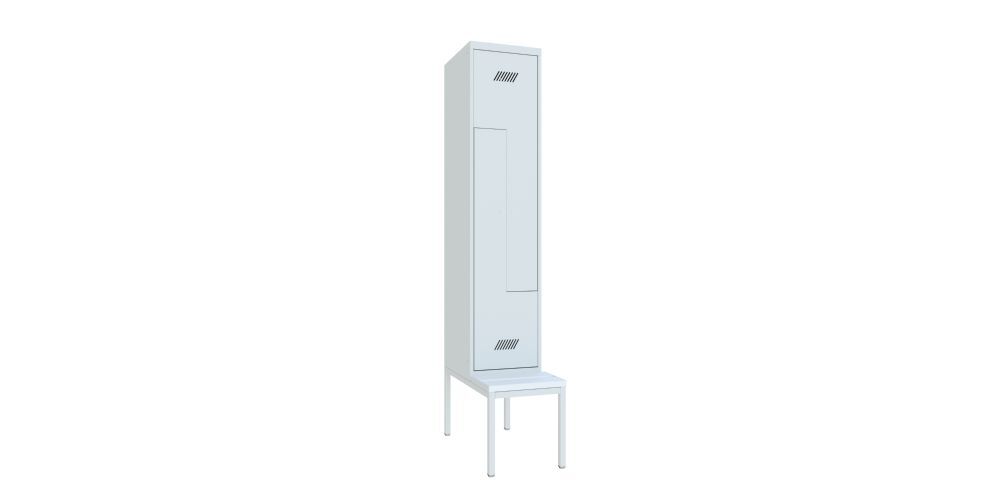 Produktbild Z-Garderobenschrank mit Sitzbank, 2150x400x500/800 mm, 1 Abteil, RAL 7035 bild 2