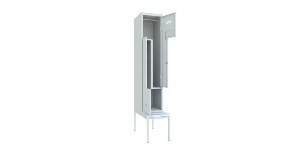 Produktbild Z-Garderobenschrank mit Sitzbank, 2150x400x500/800 mm, 1 Abteil, RAL 7035 bild 3