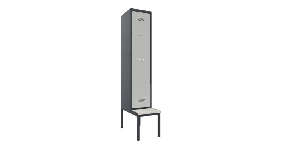 Produktbild PAVOY Z-Garderobenschrank mit Sitzbank 2150x400x500/800 mm 1 Abteil RAL 7016/7035