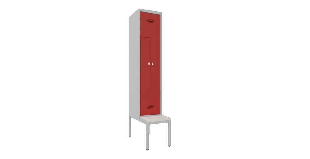 Produktbild Z-Garderobenschrank mit Sitzbank, 2150x400x500/800 mm, 1 Abteil, RAL 7035/3000 bild 2