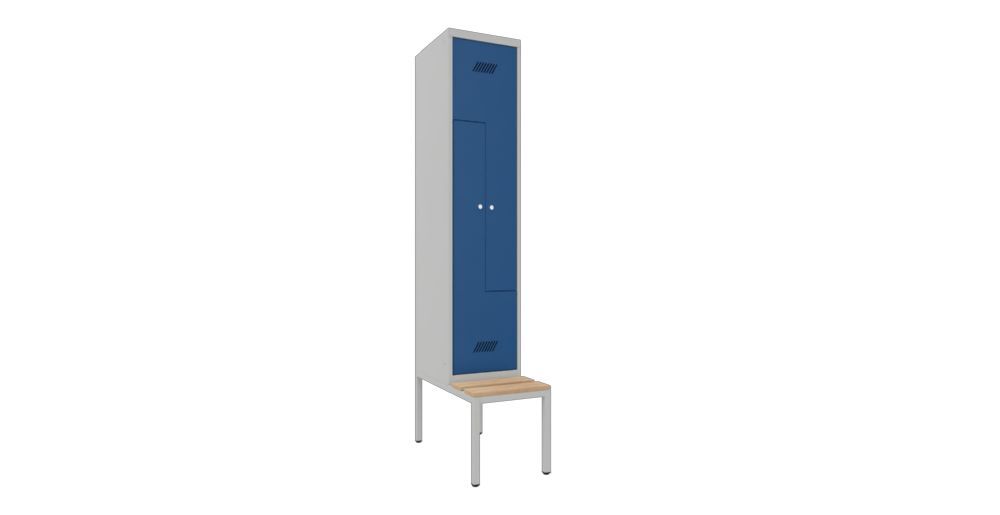 Produktbild Z-Garderobenschrank mit Sitzbank, 2150x400x500/800 mm, 1 Abteil, RAL 7035/5010 bild 2