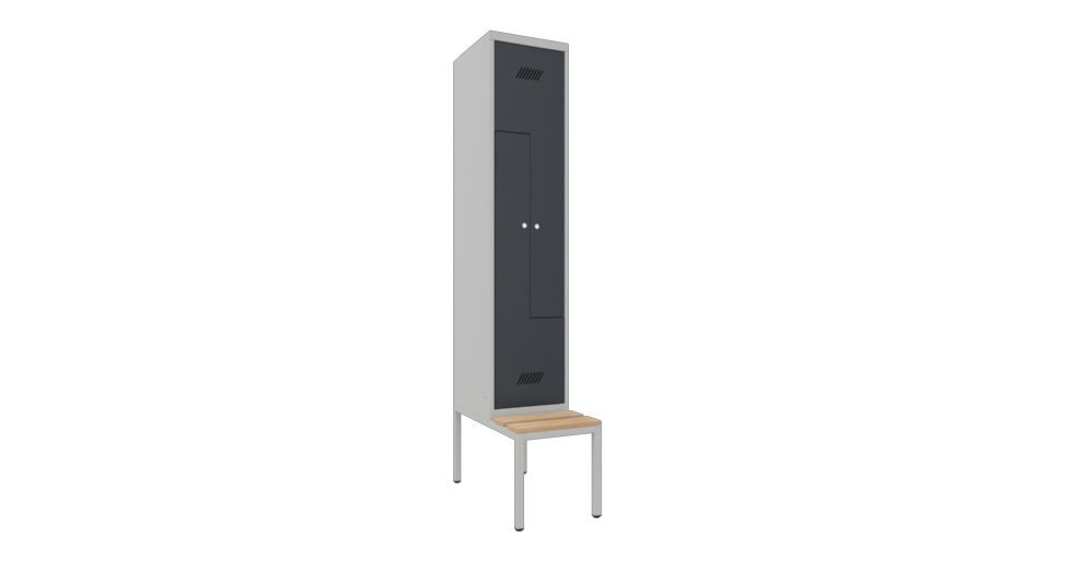 Produktbild Z-Garderobenschrank mit Sitzbank, 2150x400x500/800 mm, 1 Abteil, RAL 7035/7016 bild 2