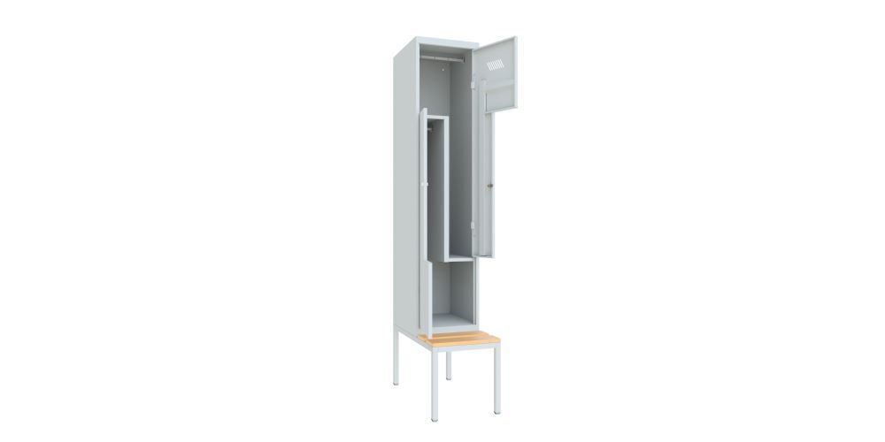 Produktbild Z-Garderobenschrank mit Sitzbank, 2150x400x500/800 mm, 1 Abteil, RAL 7035 bild 2