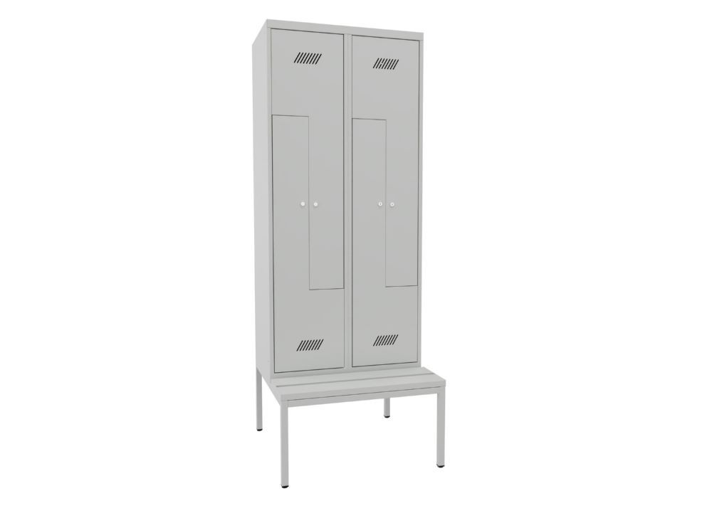 Produktbild Z-Garderobenschrank mit Sitzbank, 2150x800x500/800 mm, 2 Abteile, PVC-Leisten he bild 2
