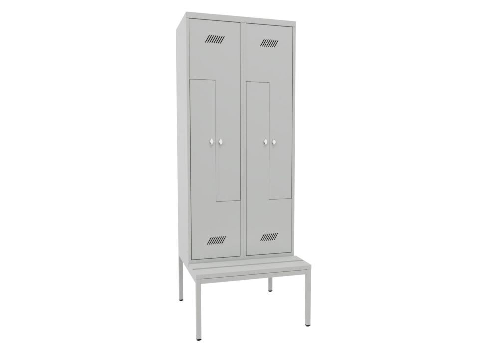 Produktbild Z-Garderobenschrank mit Sitzbank, 2150x800x500/800 mm, 2 Abteile, PVC-Leisten he bild 2