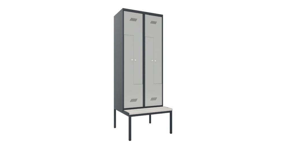 Produktbild PAVOY Z-Garderobenschrank mit Sitzbank 2150x800x500/800 mm 2 Abteile RAL 7016/7035