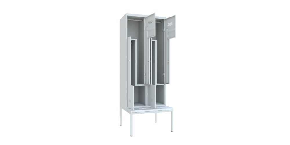Produktbild Z-Garderobenschrank mit Sitzbank, 2150x800x500/800 mm, 2 Abteile, RAL 7035 bild 2