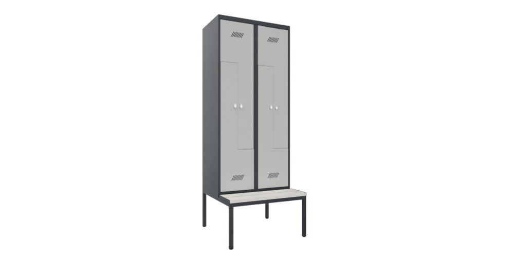 Produktbild PAVOY Z-Garderobenschrank mit Sitzbank 2150x800x500/800 mm 2 Abteile RAL 7016/7035
