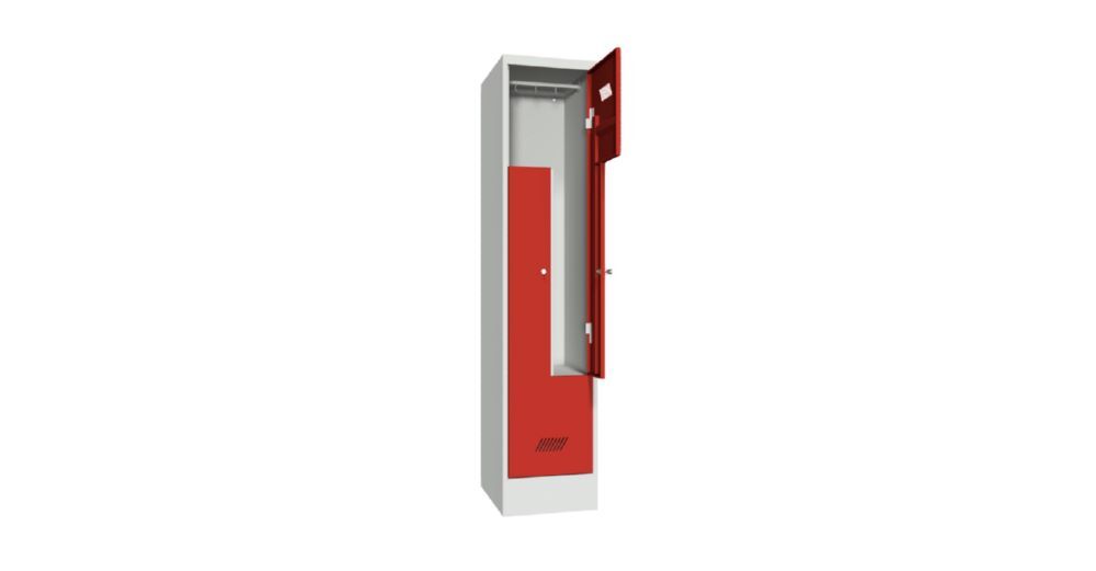 Produktbild Z-Garderobenschrank mit Sockel, 1850x400x500 mm, 1 Abteil, RAL 7035/3000 bild 2