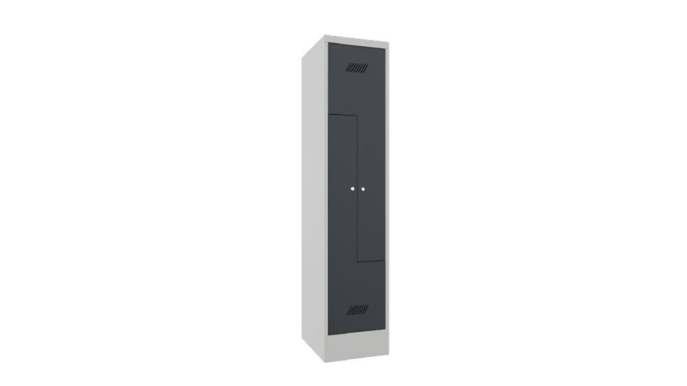 Produktbild Z-Garderobenschrank mit Sockel, 1850x400x500 mm, 1 Abteil, RAL 7035/7016 bild 2