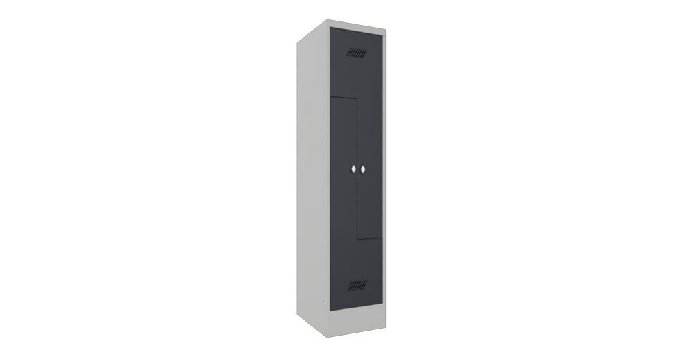 Produktbild Z-Garderobenschrank mit Sockel, 1850x400x500 mm, 1 Abteil, RAL 7035/7016 bild 2