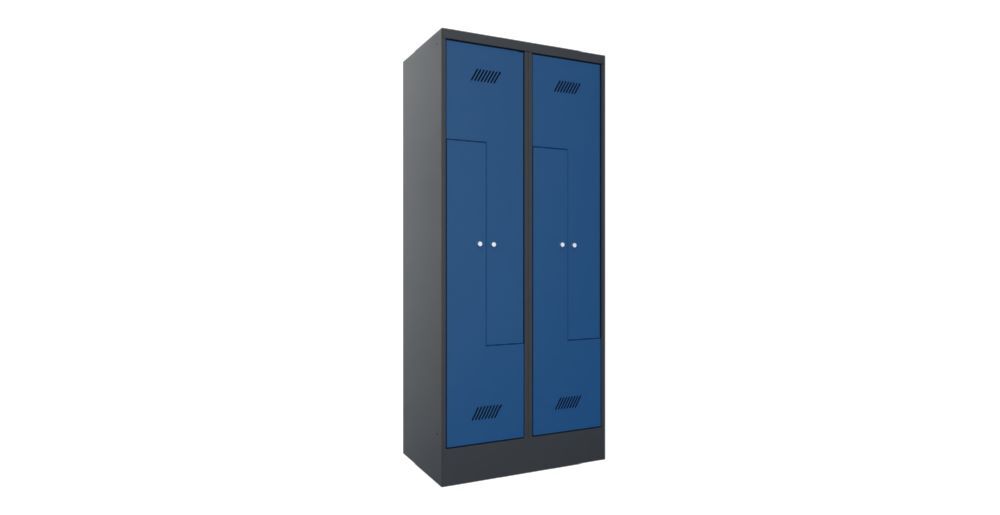 Produktbild PAVOY Z-Garderobenschrank mit Sockel 1850x800x500 mm 2 Abteile RAL 7016/5010