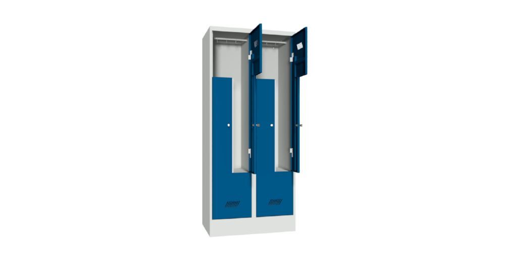 Produktbild Z-Garderobenschrank mit Sockel, 1850x800x500 mm, 2 Abteile, RAL 7035/5010 bild 3