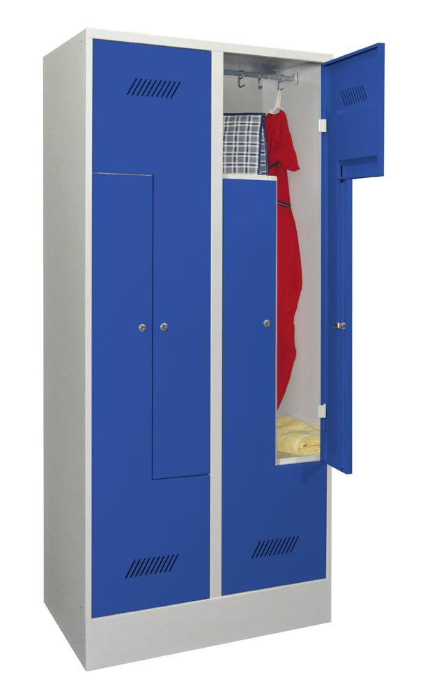 Produktbild PAVOY Z-Garderobenschrank mit Sockel 1850x800x500 mm 2 Abteile RAL 7035/5010