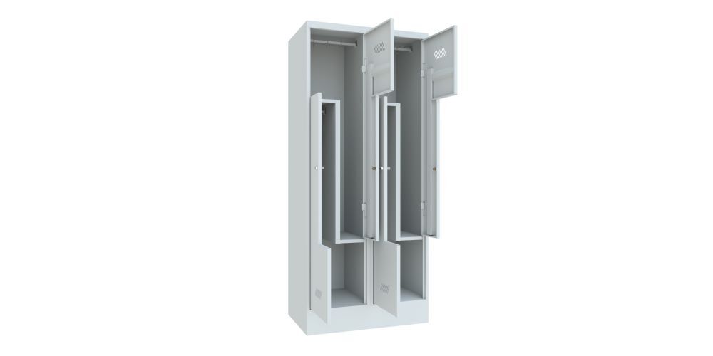 Produktbild Z-Garderobenschrank mit Sockel, 1850x800x500 mm, 2 Abteile, RAL 7035 bild 3