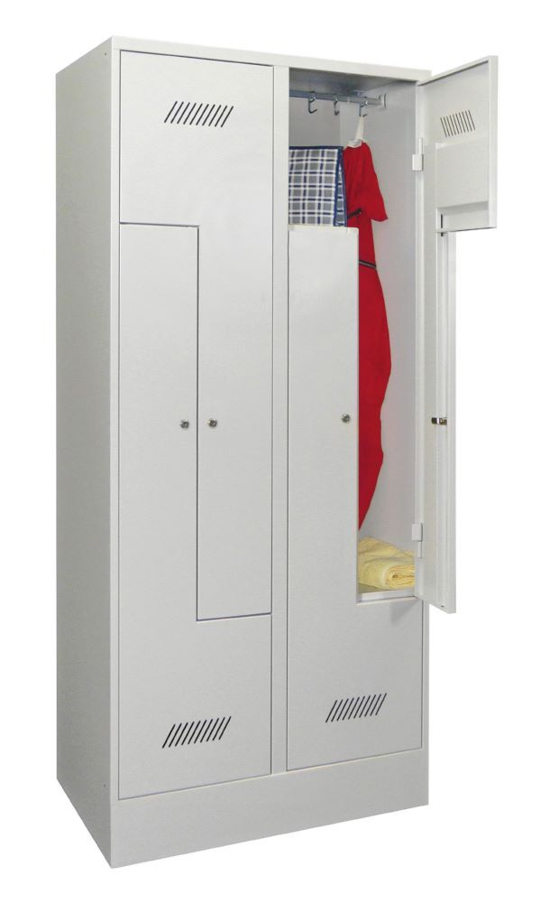 Produktbild PAVOY Z-Garderobenschrank mit Sockel 1850x800x500 mm 2 Abteile RAL 7035